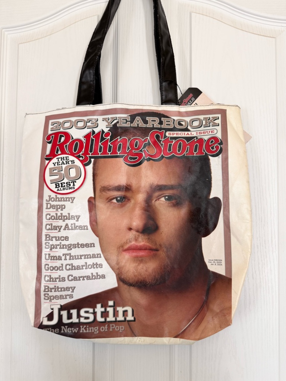 Rolling Stone Vintage Justin Timberlake Vinyl Canvas Tote Bag 2003 NWT